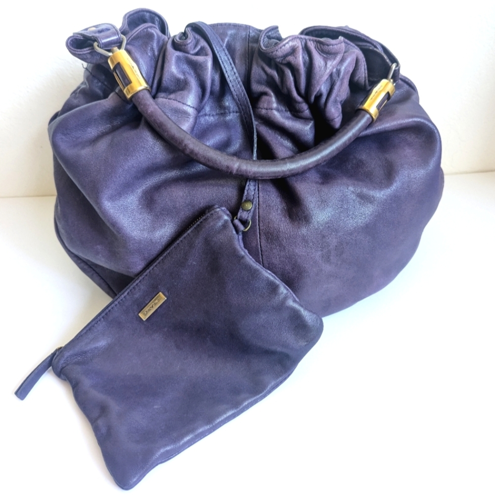 Emporio Armani Hobo Bag Satchel Shoulder Handbag Buttery Soft Leather 💜 Handbag